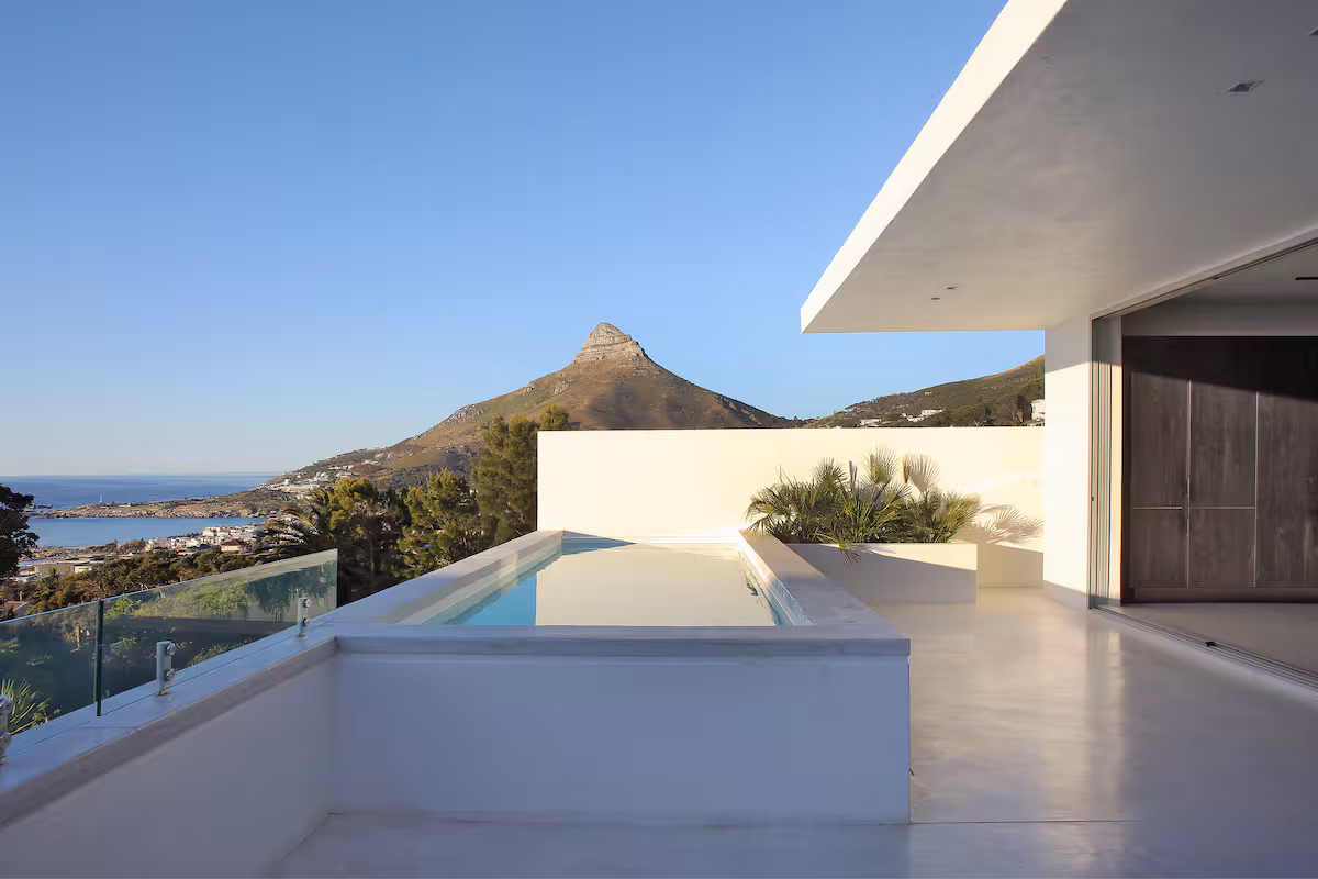 The upper plunge pool with Lion's Head directly behind it